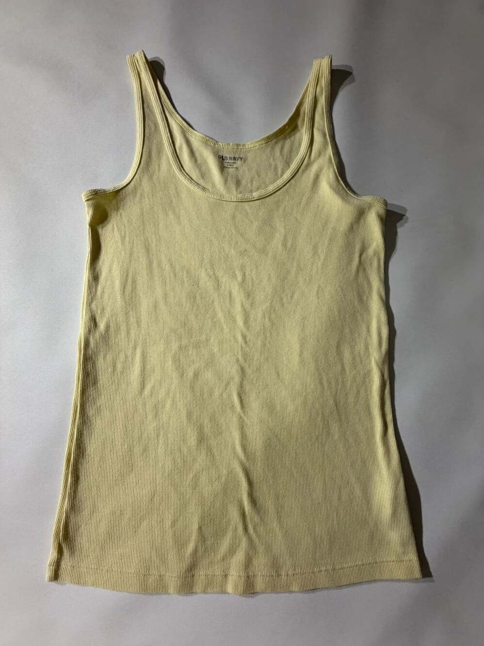 Old Navy L Pale Yellow Ribbed Racerback Tank Top Basic Stretchy Cozy Y2K 90s